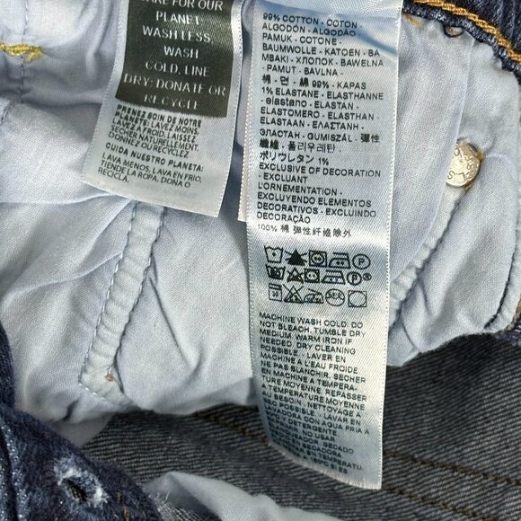 Levi's Ribcage Straight Ankle Premium Denim Dark Wash Jeans - Picture 14 of 16